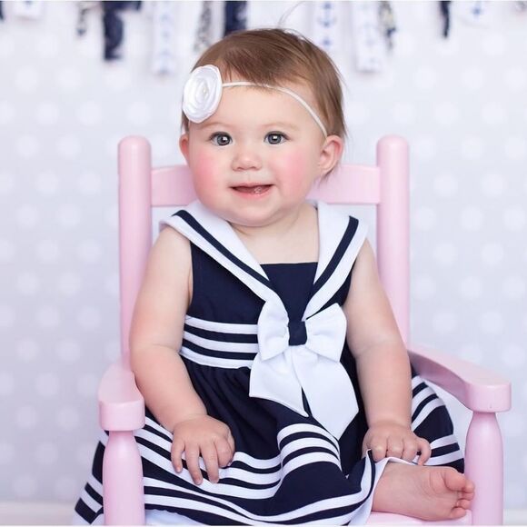 NWT Bonnie Baby Navy Sailor Dress & Knickers - Picture 1 of 9